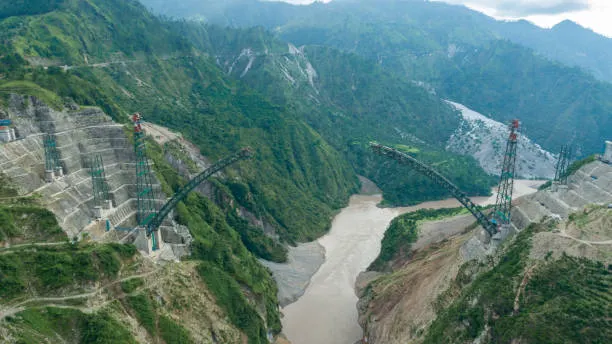 Chenab rail arch bridge world highest railway bridge construction view